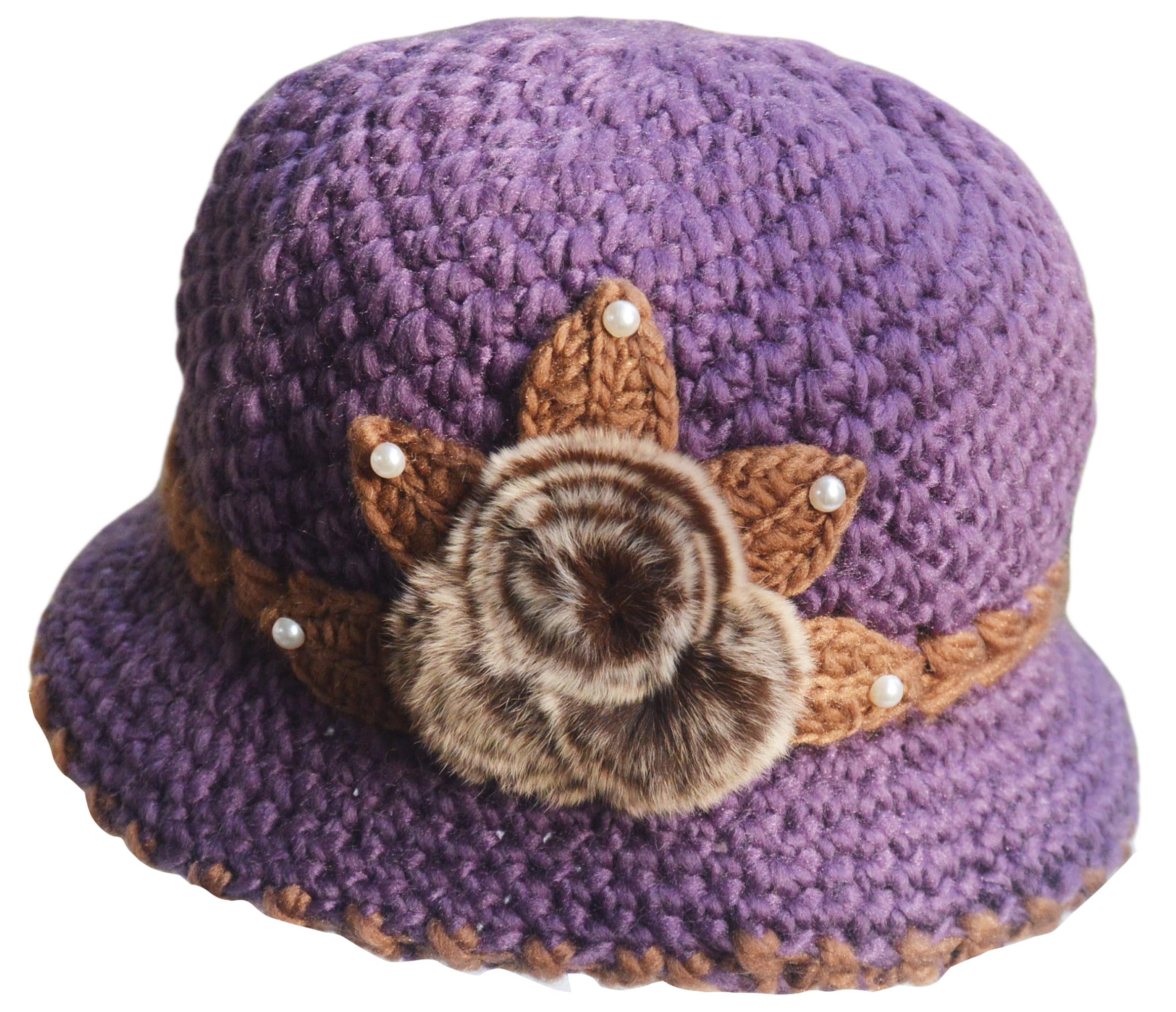 French Thicken Women's Flowers Knitted-Woolen-Hat Fashion Beanie-Hat Lady Crochet-Bucekt-Hat for Winter